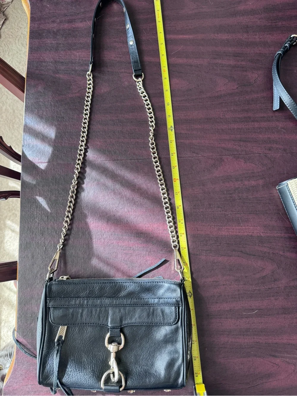Rebecca Minkoff Mini M.A.C. crossbody bag featuring black Gold tone hardware
